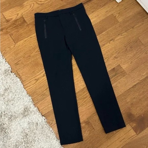 VINCE Leather Trim Ponte Slim Trouser Leggings Pants - MINT! - Picture 3 of 4